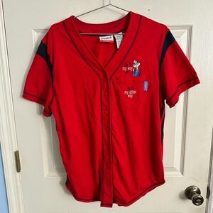 Vintage Hallmark Maxine Baseball Jersey Shirt Red “Do it my way …” Button RARE